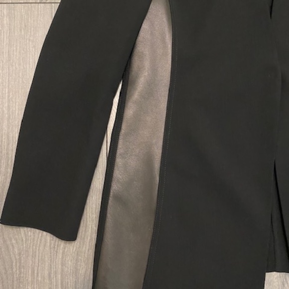Akris Wool Leather Accent Black Blazer Size 10 - Picture 4 of 11